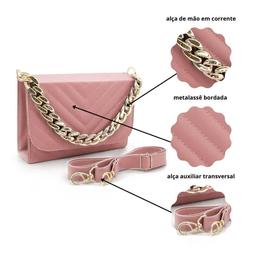 Kit com 3 Bolsas Femininas – Tote, Tiracolo e Carteira