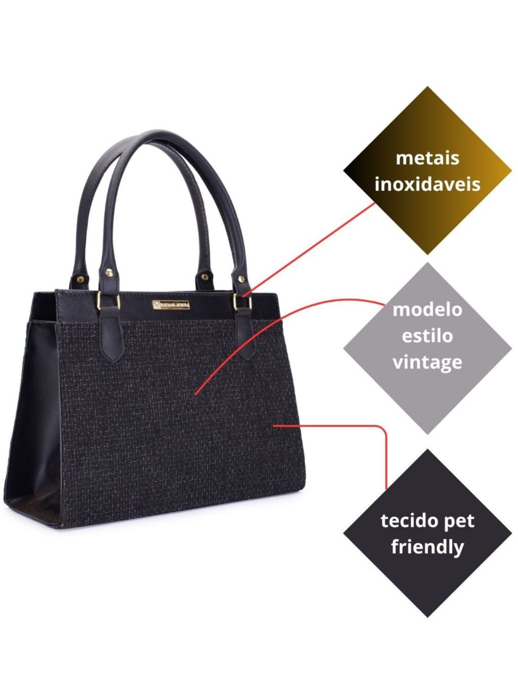 Bolsa Feminina Média Satchel Elegante Tote