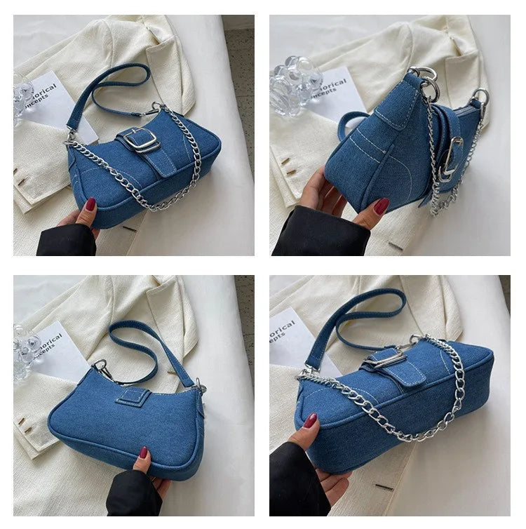 Bolsa Jeans com Alça Cruzada