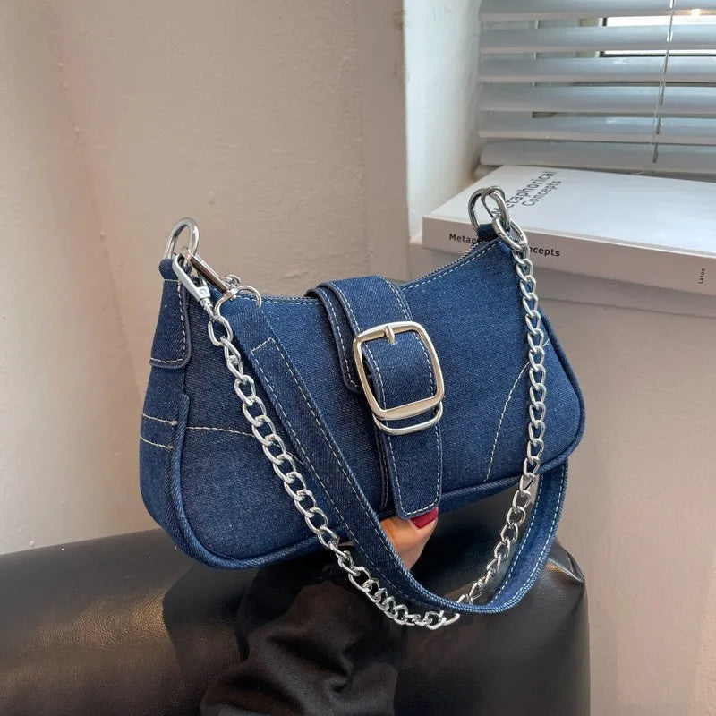 Bolsa Jeans com Alça Cruzada