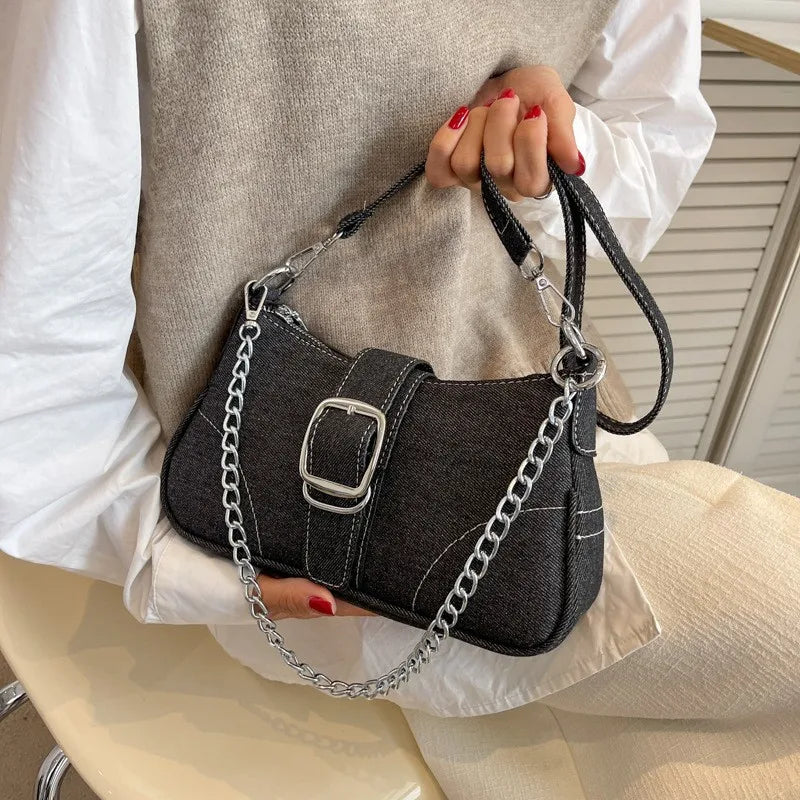 Bolsa Jeans com Alça Cruzada