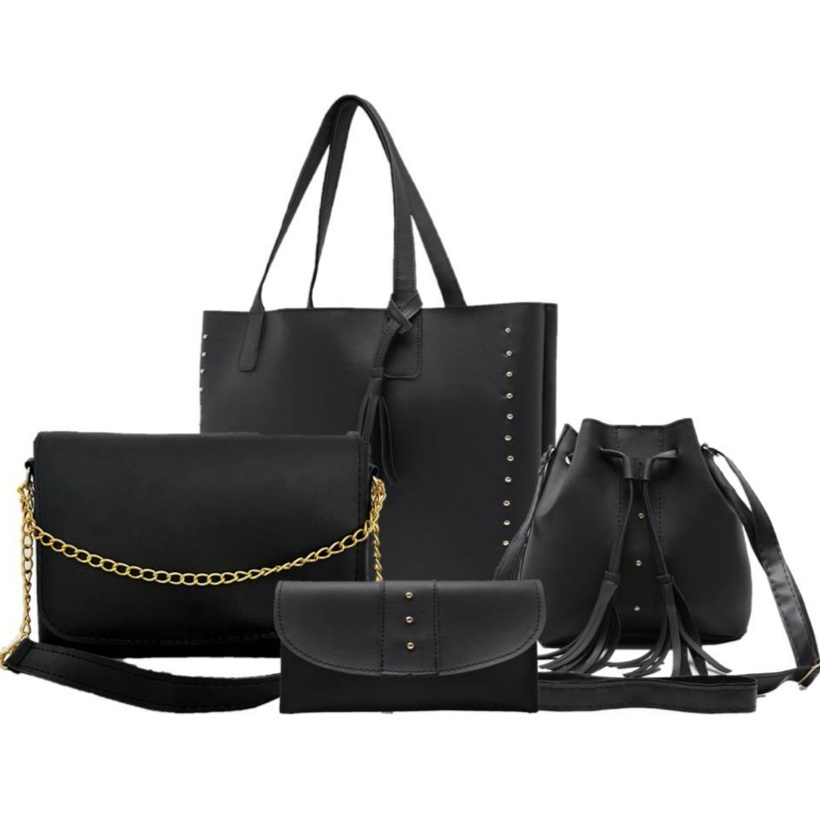 Compre 2 e Leve 4! Kit Bolsa Feminina 4 Peças – Bolsa Transversal, Bolsa de Ombro, Bolsa Saco + Carteira
