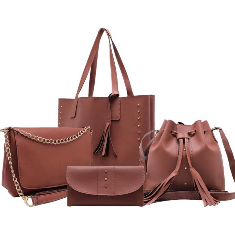 Compre 2 e Leve 4! Kit Bolsa Feminina 4 Peças – Bolsa Transversal, Bolsa de Ombro, Bolsa Saco + Carteira
