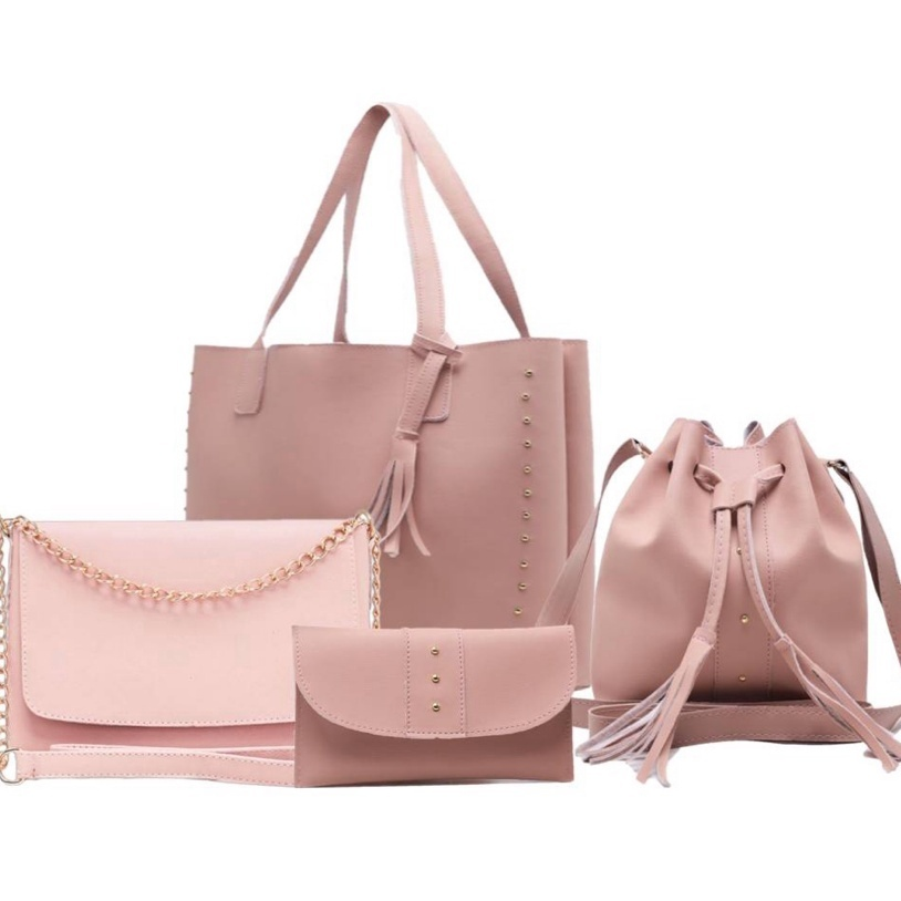 Compre 2 e Leve 4! Kit Bolsa Feminina 4 Peças – Bolsa Transversal, Bolsa de Ombro, Bolsa Saco + Carteira