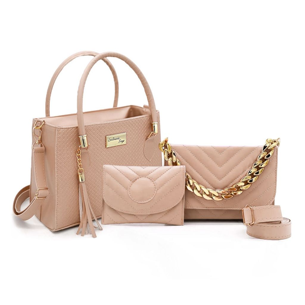 COMPRE 1 LEVE 3: Kit Exclusivo com Bolsa Tote, Tiracolo + Carteira — Só HOJE com Frete Grátis!